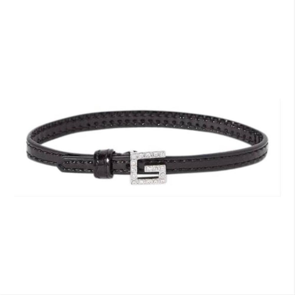 GUCCI square G logo crystal leather bracelet